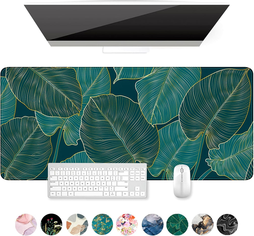 Elevate Your Workspace with Our XXL Green Tropical Leaves Desk Mat – Perfect for Gaming and Office Use!