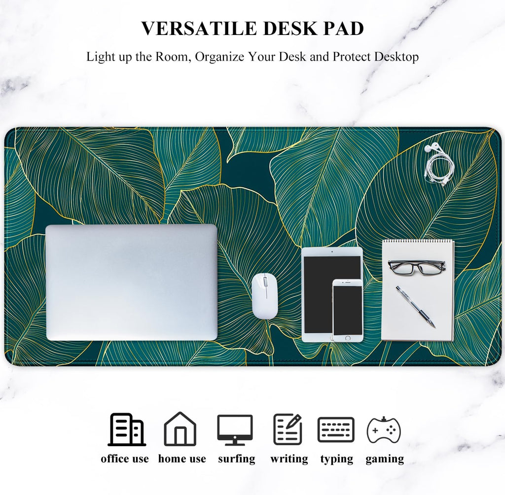 Elevate Your Workspace with Our XXL Green Tropical Leaves Desk Mat – Perfect for Gaming and Office Use!