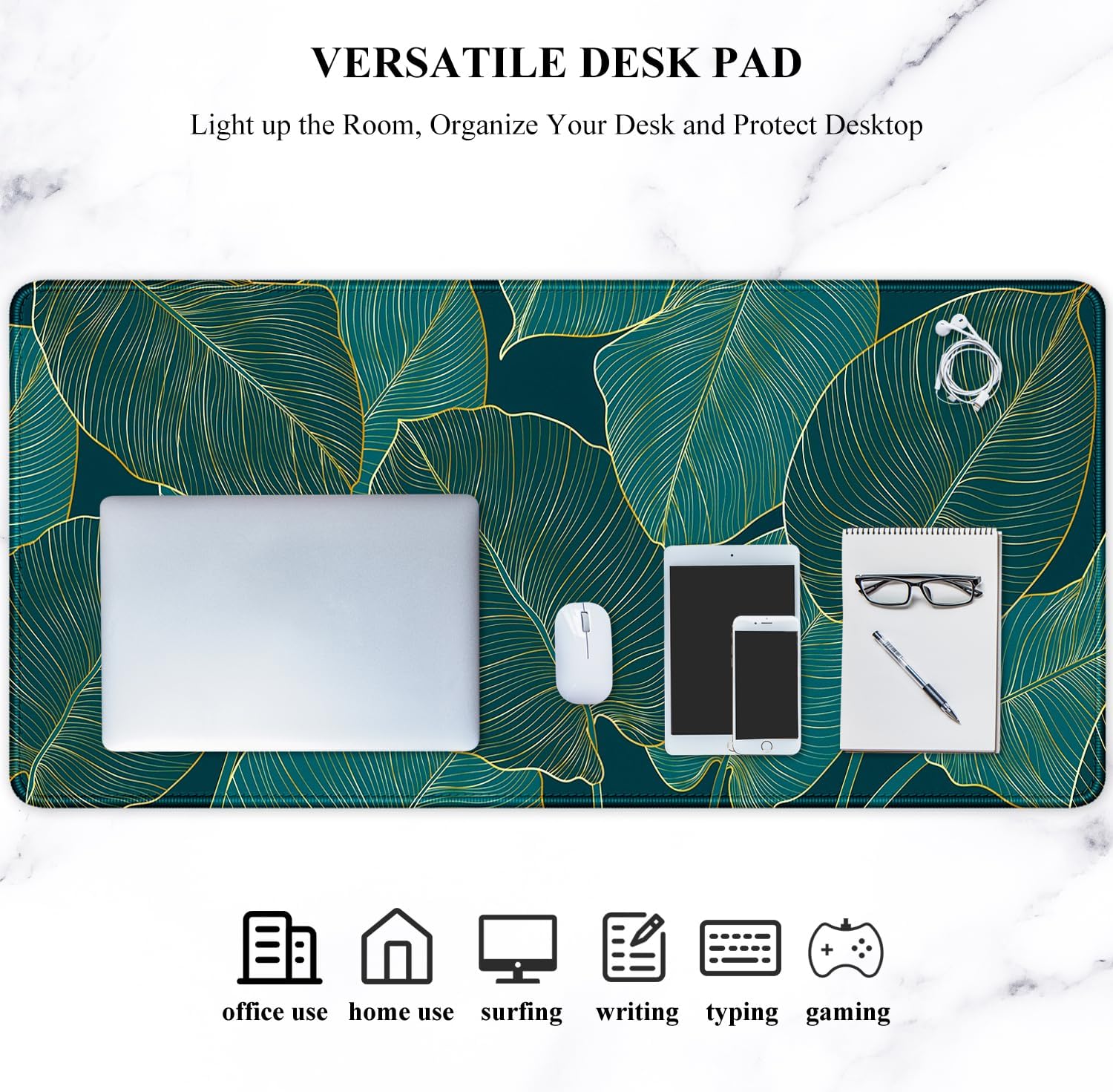 Elevate Your Workspace with Our XXL Green Tropical Leaves Desk Mat – Perfect for Gaming and Office Use!