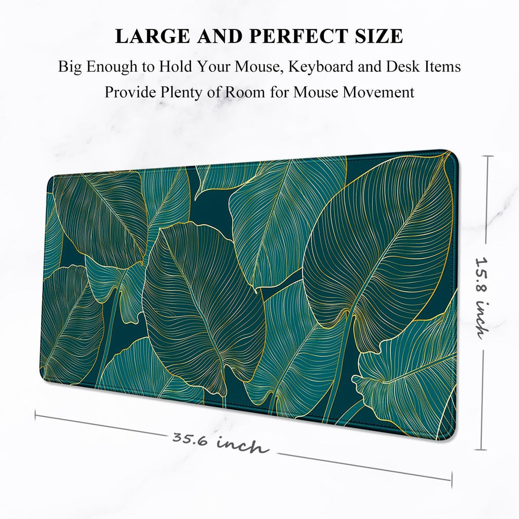 Elevate Your Workspace with Our XXL Green Tropical Leaves Desk Mat – Perfect for Gaming and Office Use!